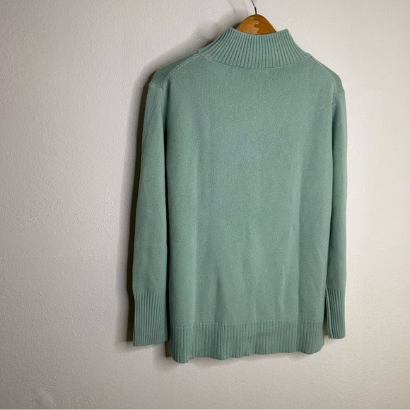 One Grey Day 100% Cashmere Teal Blue Turtleneck Tunic Sweater