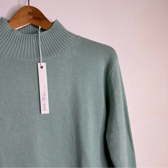 One Grey Day 100% Cashmere Teal Blue Turtleneck Tunic Sweater