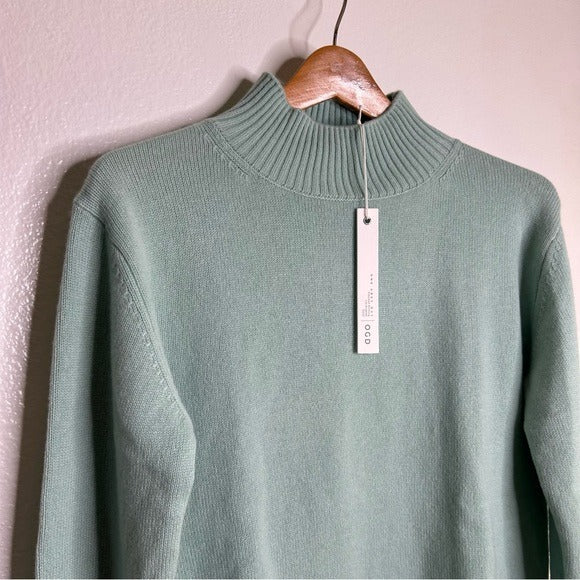 One Grey Day 100% Cashmere Teal Blue Turtleneck Tunic Sweater