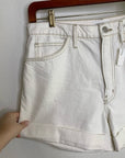 FRAME Denim 100% Organic Cotton Cream Ecru High Rise Cutoff Short
