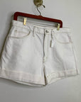 FRAME Denim 100% Organic Cotton Cream Ecru High Rise Cutoff Short