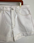FRAME Denim 100% Organic Cotton Cream Ecru High Rise Cutoff Short