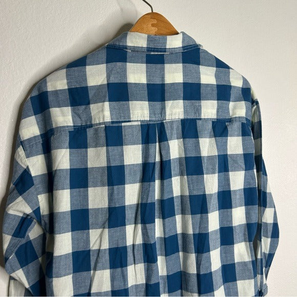 Anthropologie Maeve 100% Cotton Blue White Checkered Button Down Top