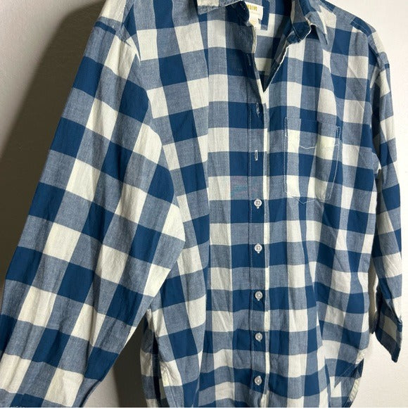 Anthropologie Maeve 100% Cotton Blue White Checkered Button Down Top