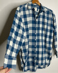 Anthropologie Maeve 100% Cotton Blue White Checkered Button Down Top