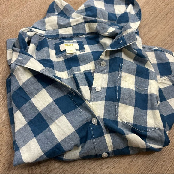 Anthropologie Anthropologie Maeve 100% Cotton Blue White Checkered Button Down Top - Cotton