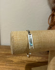 925 Sterling Silver Abalone Shell Hinged Bangle Bracelet