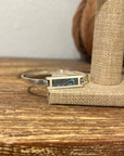 925 Sterling Silver Abalone Shell Hinged Bangle Bracelet