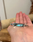 925 Sterling Silver Abalone Shell Hinged Bangle Bracelet