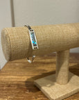 925 Sterling Silver Abalone Shell Hinged Bangle Bracelet