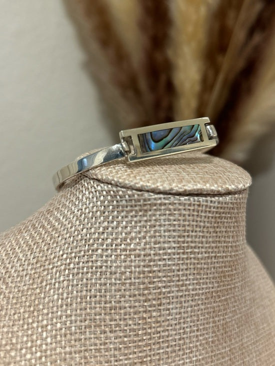 Jewelry 925 Sterling Silver Abalone Shell Hinged Bangle Bracelet
