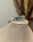 925 Sterling Silver Abalone Shell Hinged Bangle Bracelet