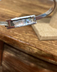 925 Sterling Silver Abalone Shell Hinged Bangle Bracelet