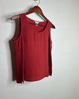 Citron Santa Monica 100% Silk Red Textured Boxy Fit Scoop Neck Tank Top