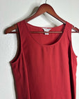 Citron Santa Monica 100% Silk Red Textured Boxy Fit Scoop Neck Tank Top