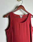 Citron Santa Monica 100% Silk Red Textured Boxy Fit Scoop Neck Tank Top