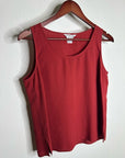 Citron Santa Monica 100% Silk Red Textured Boxy Fit Scoop Neck Tank Top