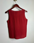 Citron Santa Monica 100% Silk Red Textured Boxy Fit Scoop Neck Tank Top