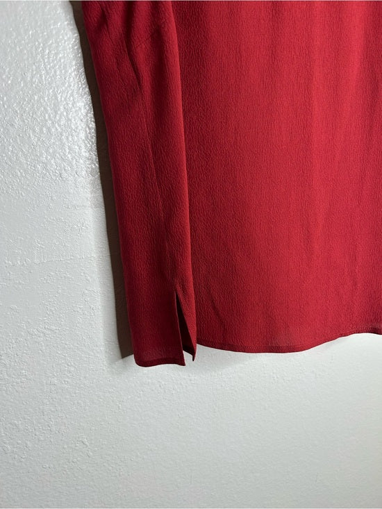 Citron Santa Monica 100% Silk Red Textured Boxy Fit Scoop Neck Tank Top
