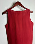 Citron Santa Monica 100% Silk Red Textured Boxy Fit Scoop Neck Tank Top