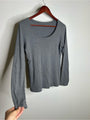 Eileen Fisher 100% Organic Cotton Gray Scoop Neck Long Sleeve T - Shirt Top