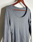 Eileen Fisher 100% Organic Cotton Gray Scoop Neck Long Sleeve T - Shirt Top