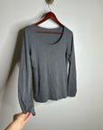 Eileen Fisher 100% Organic Cotton Gray Scoop Neck Long Sleeve T - Shirt Top