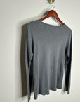Eileen Fisher 100% Organic Cotton Gray Scoop Neck Long Sleeve T - Shirt Top