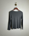 Eileen Fisher 100% Organic Cotton Gray Scoop Neck Long Sleeve T - Shirt Top