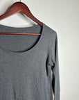 Eileen Fisher 100% Organic Cotton Gray Scoop Neck Long Sleeve T - Shirt Top