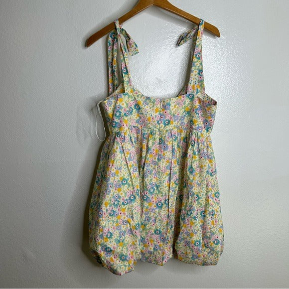 Lovers + Friends Lovers + Friends 100% Cotton Floral Pastel Bubble Hem Mini Dress - Cotton