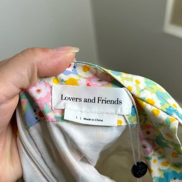 Lovers + Friends 100% Cotton Floral Pastel Bubble Hem Mini Dress