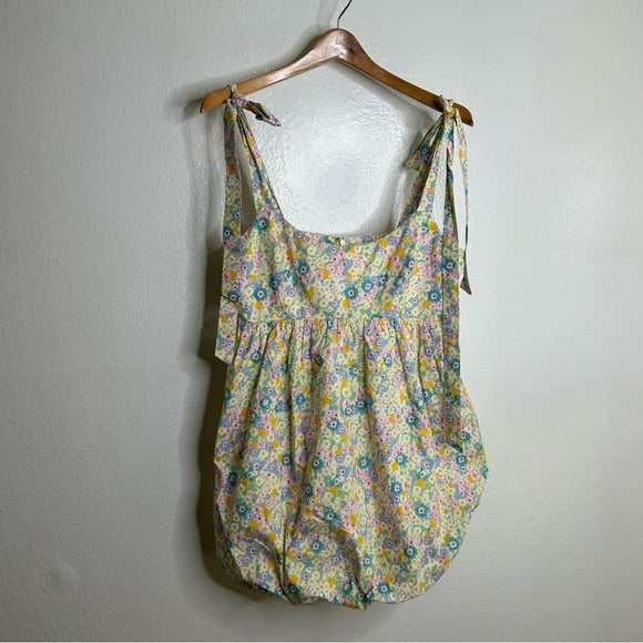 Lovers + Friends Lovers + Friends 100% Cotton Floral Pastel Bubble Hem Mini Dress - Cotton