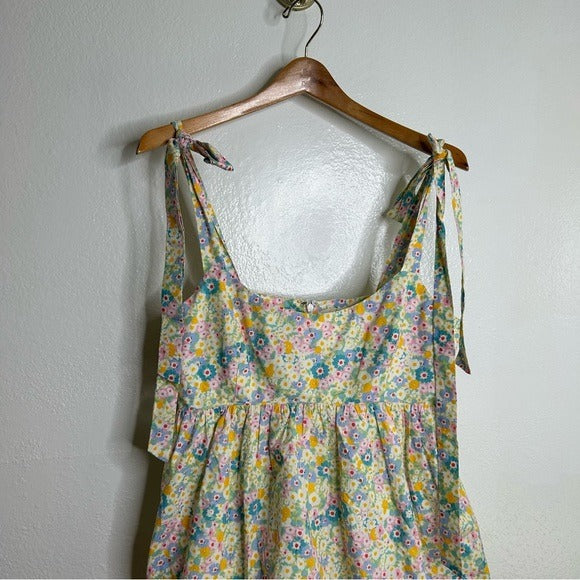 Lovers + Friends Lovers + Friends 100% Cotton Floral Pastel Bubble Hem Mini Dress - Cotton