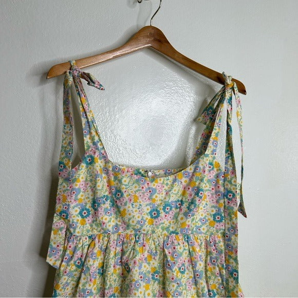 Lovers + Friends Lovers + Friends 100% Cotton Floral Pastel Bubble Hem Mini Dress - Cotton