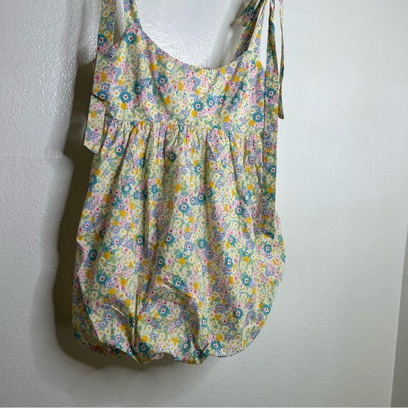 Lovers + Friends Lovers + Friends 100% Cotton Floral Pastel Bubble Hem Mini Dress - Cotton