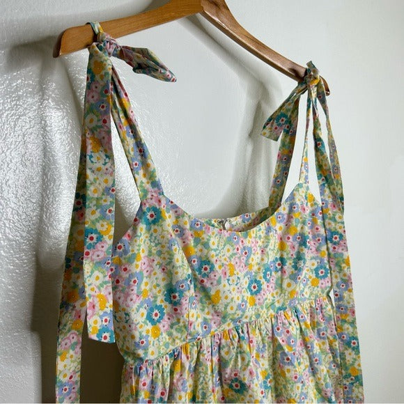 Lovers + Friends Lovers + Friends 100% Cotton Floral Pastel Bubble Hem Mini Dress - Cotton