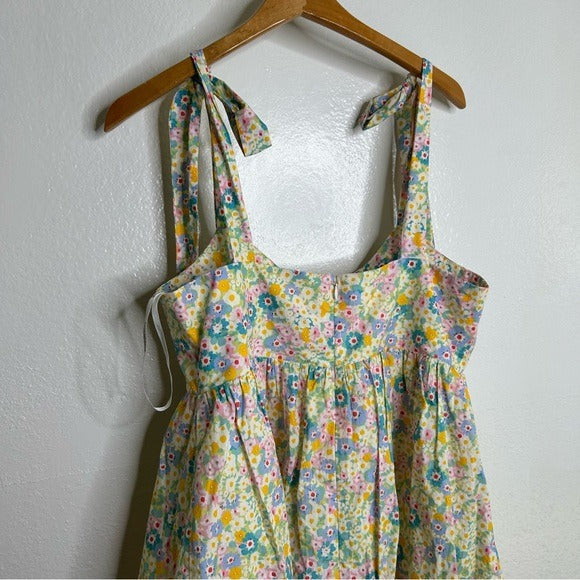 Lovers + Friends 100% Cotton Floral Pastel Bubble Hem Mini Dress