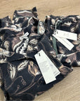 Unsubscribed 100% Silk Black Floral Pajama Set Cropped Top Wide Leg Pant