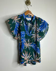 Trovata Birds of Paradis Cotton Ramie Short Sleeve Lightweight Blouse Top
