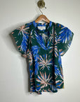 Trovata Birds of Paradis Cotton Ramie Short Sleeve Lightweight Blouse Top