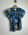 Trovata Birds of Paradis Cotton Ramie Short Sleeve Lightweight Blouse Top