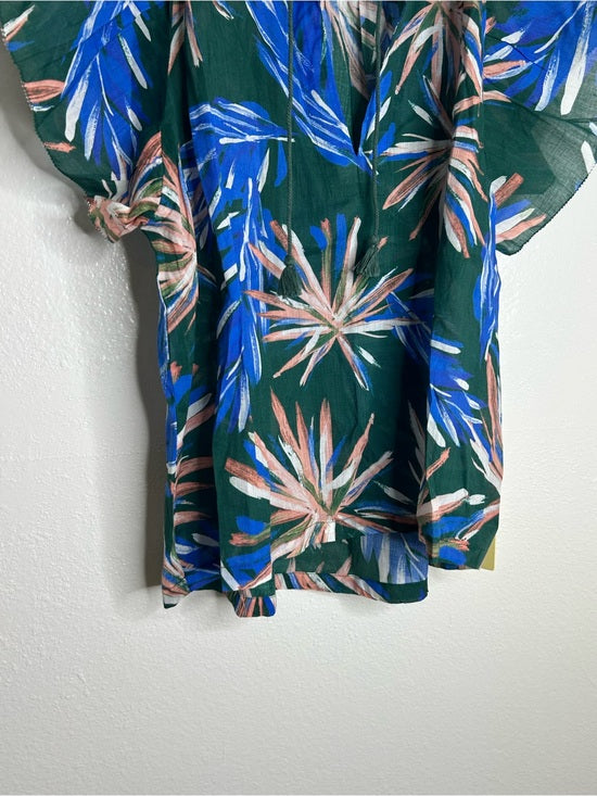 Trovata Birds of Paradis Cotton Ramie Short Sleeve Lightweight Blouse Top
