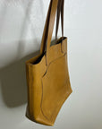 Madewell 100% Leather Tan Transport Tote Bag Front Pocket