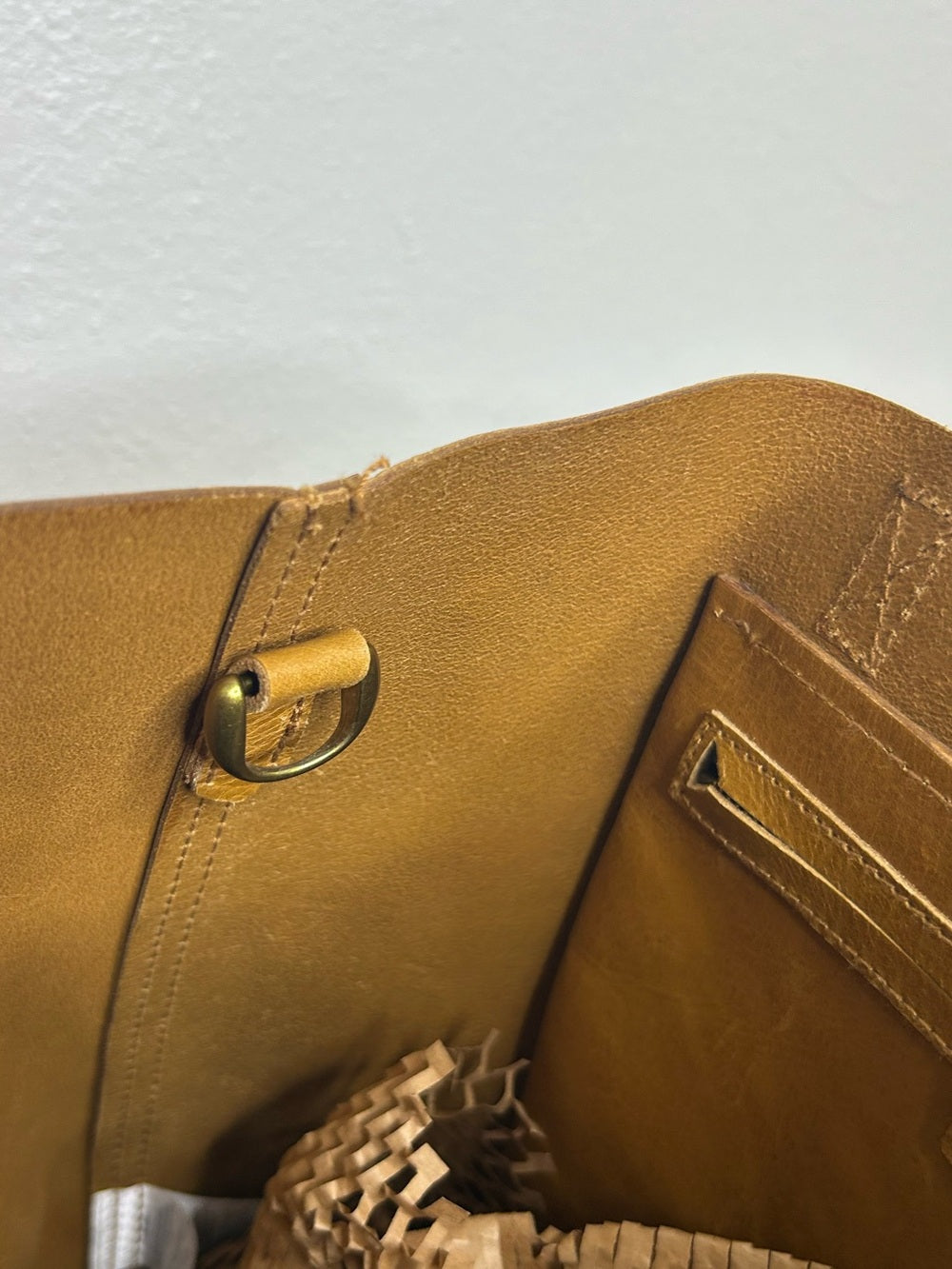 Madewell 100% Leather Tan Transport Tote Bag Front Pocket