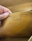Madewell 100% Leather Tan Transport Tote Bag Front Pocket