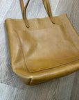 Madewell 100% Leather Tan Transport Tote Bag Front Pocket