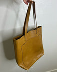 Madewell 100% Leather Tan Transport Tote Bag Front Pocket