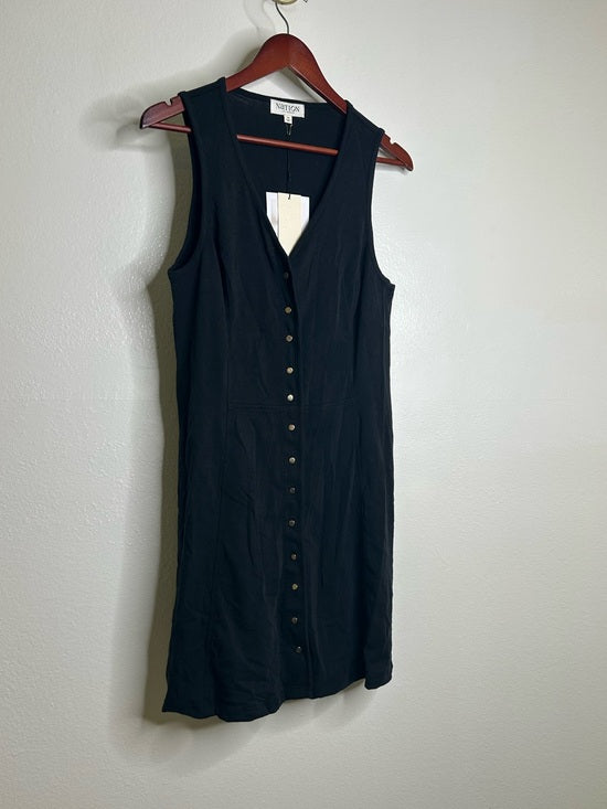 Nation LA 100% Cotton Black Gold Button V - Neck Button Down Mini Dress