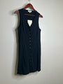 Nation LA 100% Cotton Black Gold Button V - Neck Button Down Mini Dress